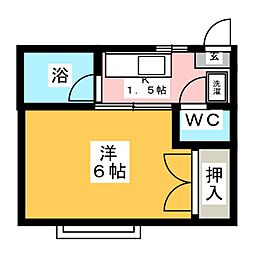 第1グリーンハイツＡ棟 1階1Kの間取り