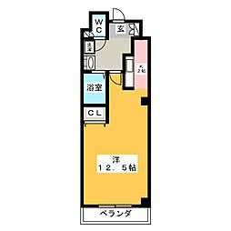 フォーリア 6階ワンルームの間取り