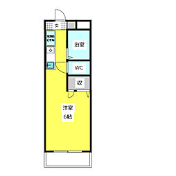 ミラージュセブン 2階1Kの間取り