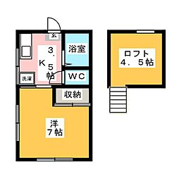 コーポ93 2階1Kの間取り