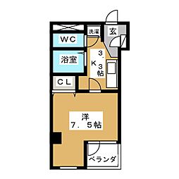 テンジンビル壱番館 3階1Kの間取り