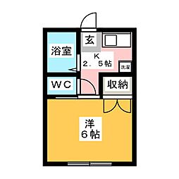 ファンテーヌメゾン片倉 1階1Kの間取り