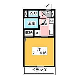 パワードオオヨコ 3階1Kの間取り