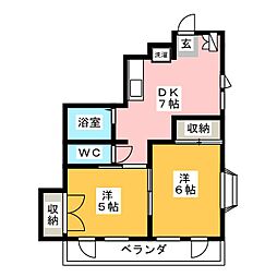 切田ビル 3階2DKの間取り