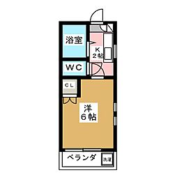 アメニティ南陽台 1階1Kの間取り