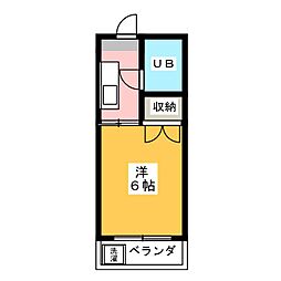 カーサK 1Kの間取図画像