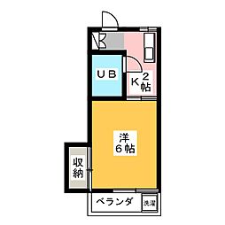 富士見ハイツ 1Kの間取図画像