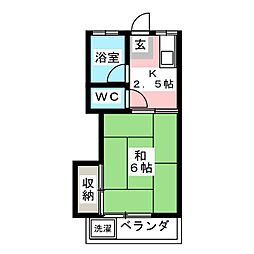 コーポ島村 1Kの間取図画像