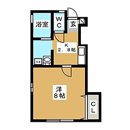 ローズハイツ 1Kの間取図画像