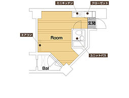 カレッジタウン2号棟 ワンルームの間取図画像