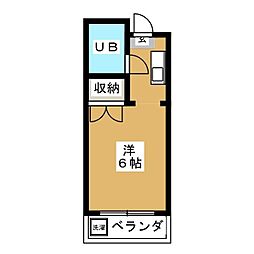 サンパレスステイル 2階1Kの間取り