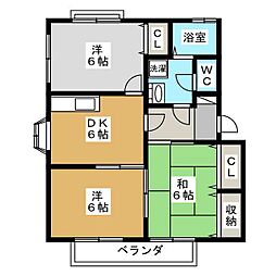 メゾンファミールＢ 2階3DKの間取り