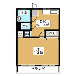 ワタナベハイム 1階1DKの間取り