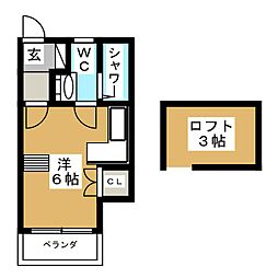 アプリコットハウス 2階ワンルームの間取り