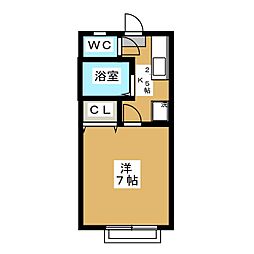 ハイム田原 1階1Kの間取り