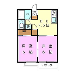 サンハイツ 1階2DKの間取り