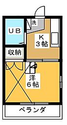 フォレストサイド 1階1Kの間取り