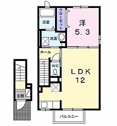 西武拝島線 西武立川駅 徒歩20分の賃貸アパート 2階1LDKの間取り