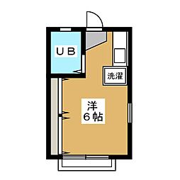 ミエールＫ 1階ワンルームの間取り