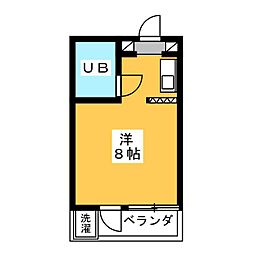 コーポベル 2階ワンルームの間取り