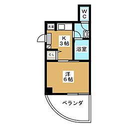 リヴェール・イノウエ 3階1Kの間取り