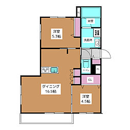 ラ　ケイム 2階2LDKの間取り