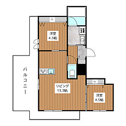 ラ　ケイム 3階2LDKの間取り