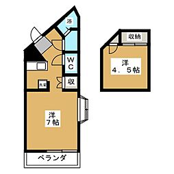 ソフィアコート 1階ワンルームの間取り