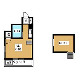 サンメゾン 2階ワンルームの間取り
