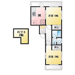 Yハイツ 2DKの間取図画像