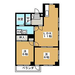 第2アーク山崎 2LDKの間取図画像