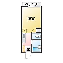 ドミ・パルフェット2 ワンルームの間取図画像