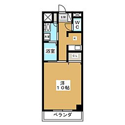 パーシモン 1Kの間取図画像
