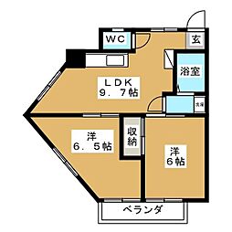 アーク山崎 2LDKの間取図画像