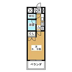 サンライズ 1Kの間取図画像