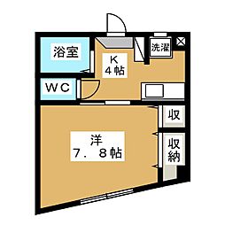 トライアングル116 1Kの間取図画像