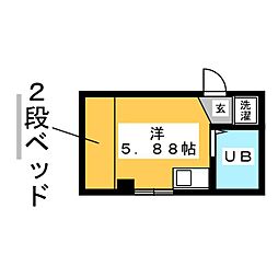パークサイドハウス ワンルームの間取図画像