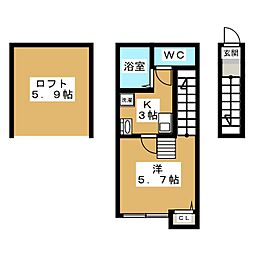 グリーンリーフ国立 1Kの間取図画像