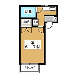 ベルシオン国立 1Kの間取図画像
