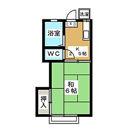 ユースハイツ日野2 1Kの間取図画像