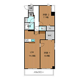 JR青梅線 中神駅 徒歩19分の賃貸マンション 6階2LDKの間取り