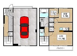 グランテージC 1階1SLDKの間取り