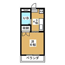 レジデンス 1階1Kの間取り