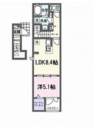 サンフィールド 2階1LDKの間取り