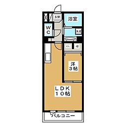 フォンティーヌ柏 1階1LDKの間取り