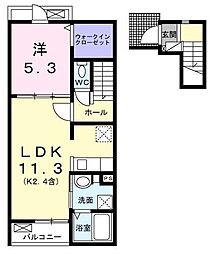 アルドーレ 2階1LDKの間取り