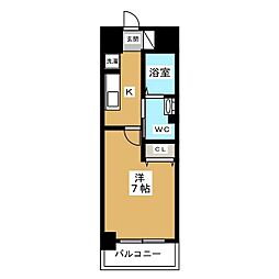 JR中央線 立川駅 徒歩15分の賃貸マンション 7階1Kの間取り