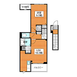JR青梅線 河辺駅 徒歩7分の賃貸アパート 2階1LDKの間取り