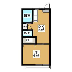 ポンリーブル国立 2階1DKの間取り