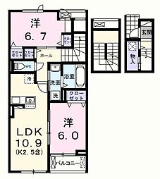 エール　アン 3階1LDKの間取り